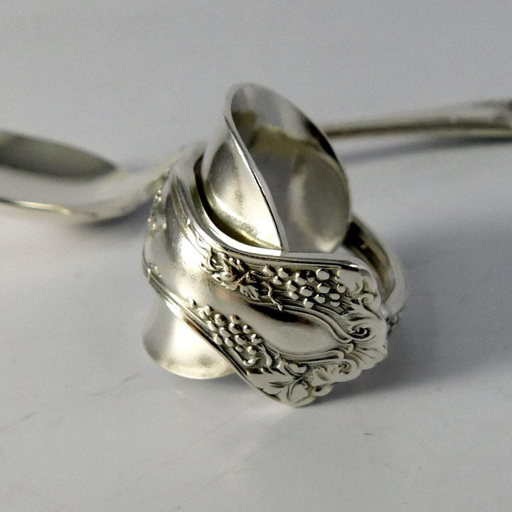 Grape Cluster Silver Whole Demitasse Spoon Ring