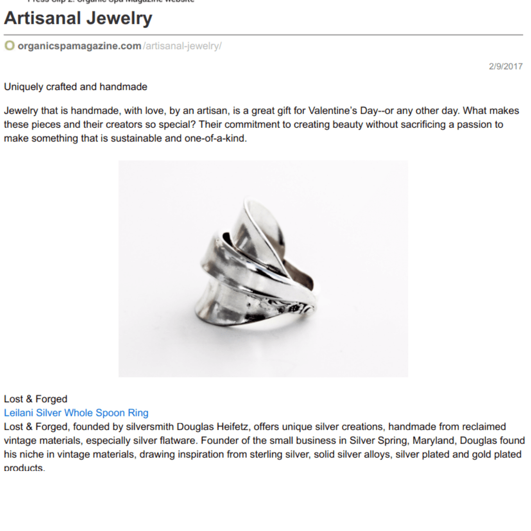 Rose Sprig Silver Whole Spoon Ring