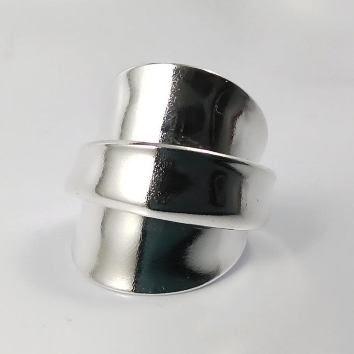Rose Sprig Silver Whole Spoon Ring
