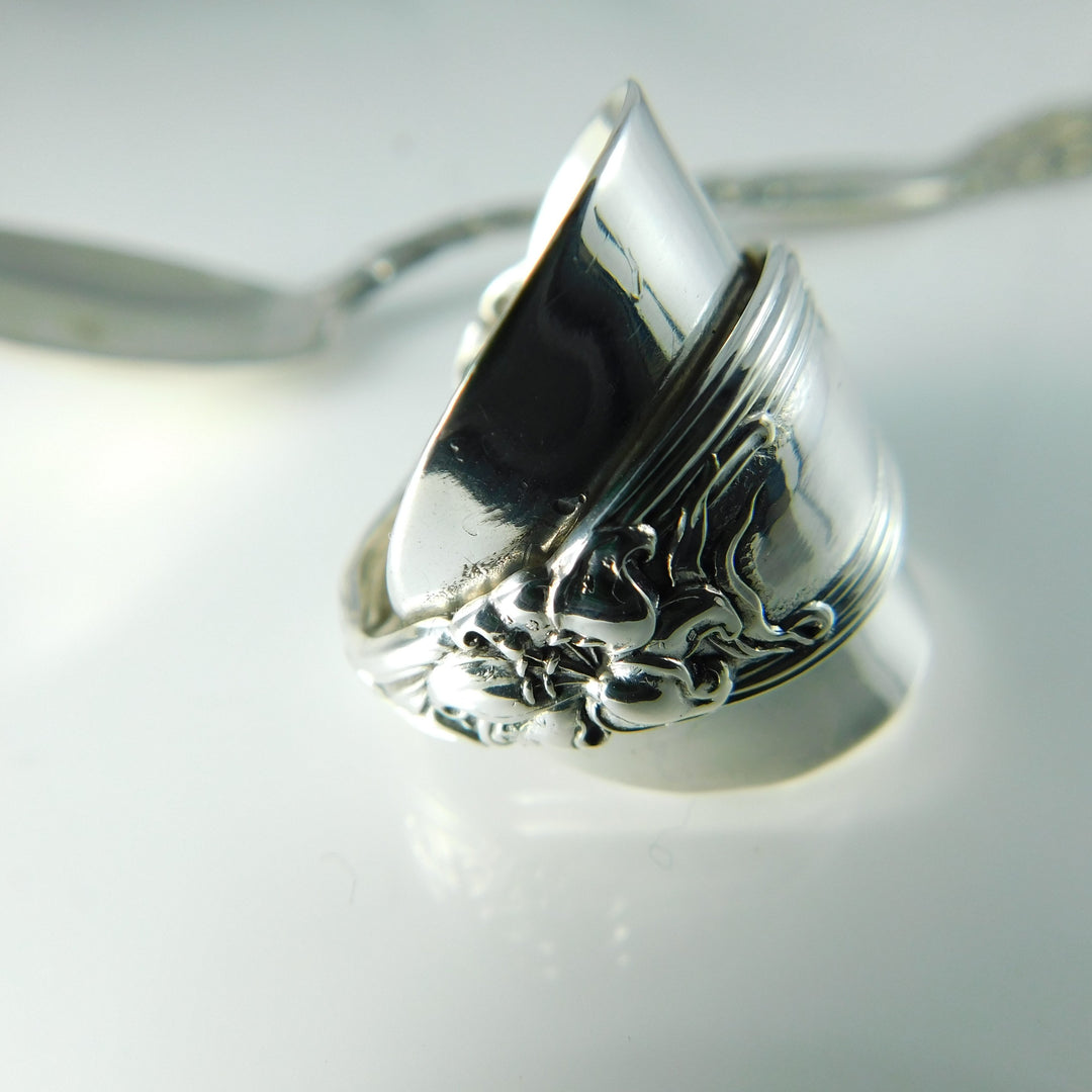 SOLD OUT - Lily Antique Sterling Silver Whole Demitasse Spoon Ring