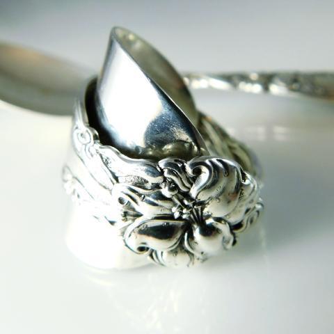 SOLD OUT - Lily Antique Sterling Silver Whole Demitasse Spoon Ring