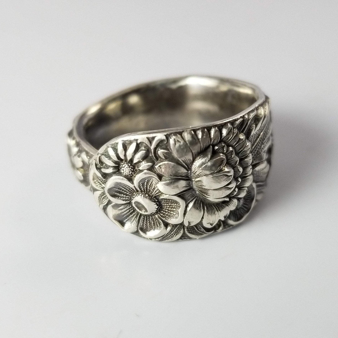 Sterling Spoon Ring, Atlanta Sterling buying Spoon Ring, 1910 Sterling Silver Ring, Vintage Silverware Jewelry, Floral Spoon Ring (mcfS115)