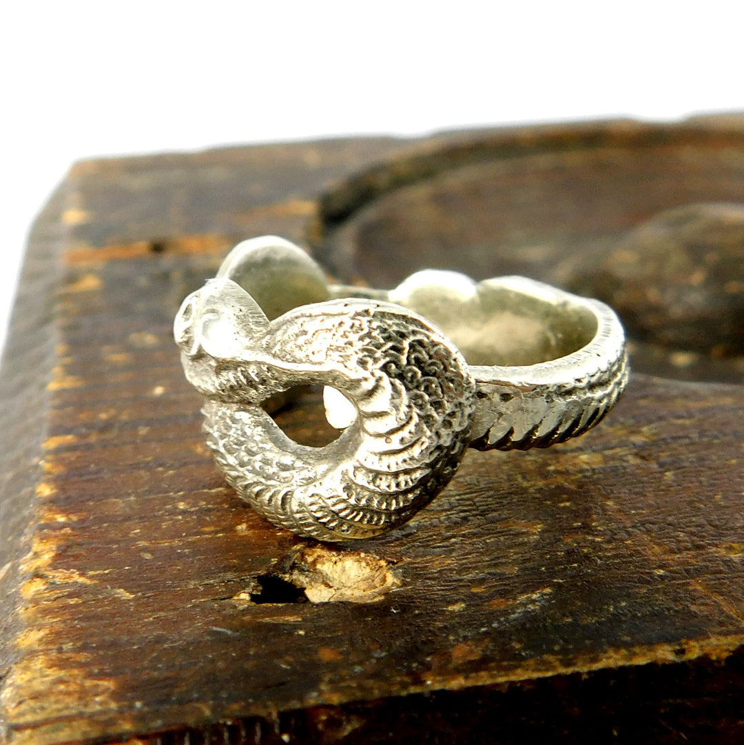 Silver Serpent Asian Zodiac Spoon Ring