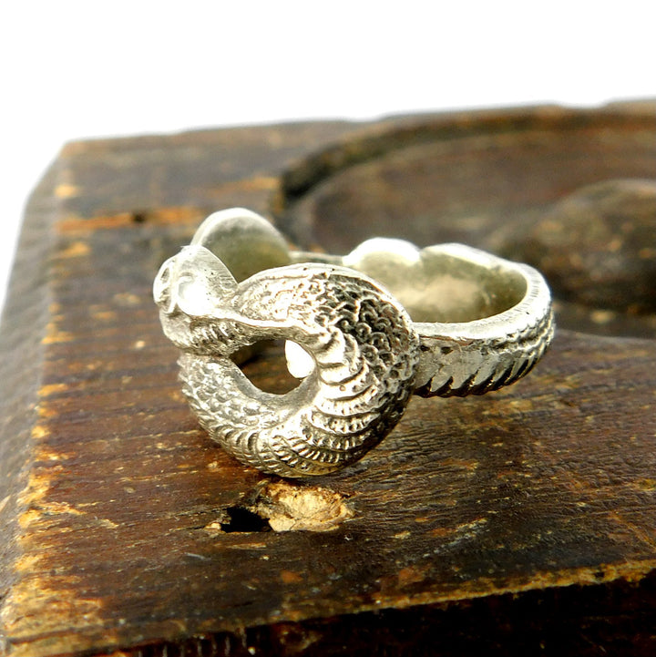 Silver Serpent Asian Zodiac Spoon Ring