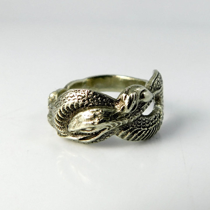 Silver Serpent Asian Zodiac Spoon Ring