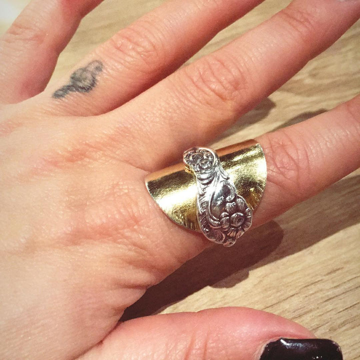 Floralism Two Tone Vintage Demitasse Gold Spoon Ring