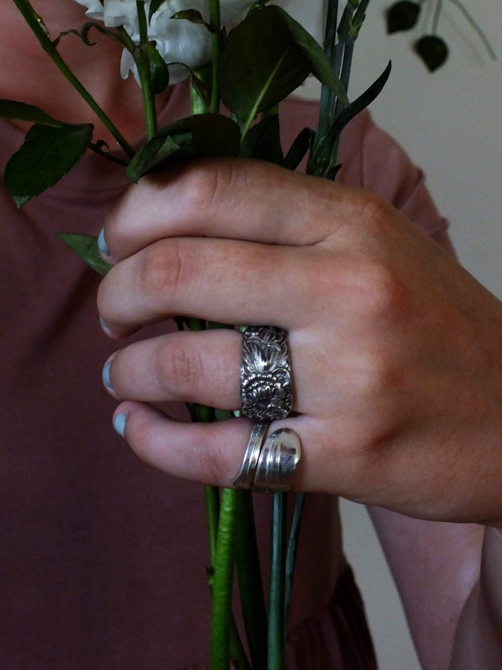 spoon ring Wildflower Spiral Twist Silver Spoon Ring