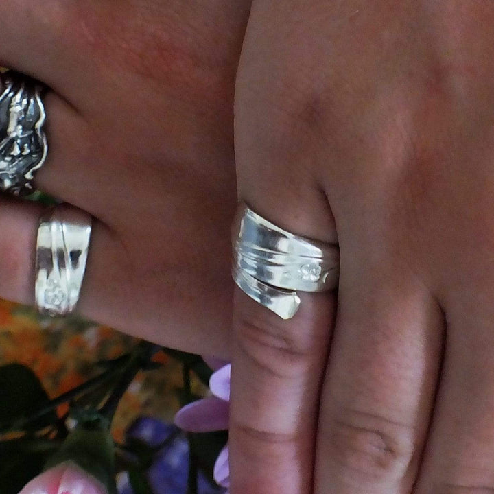 spoon ring Wildflower Spiral Twist Silver Spoon Ring