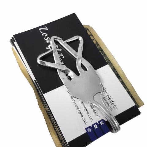 Star of David Silver Fork Money Clip / Card Holder