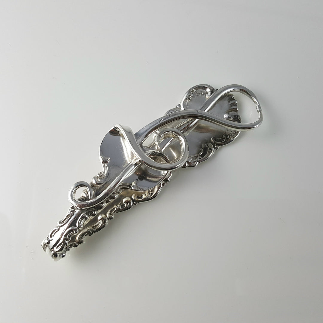 Treble Clef Silver Fork Money Clip / Card Holder