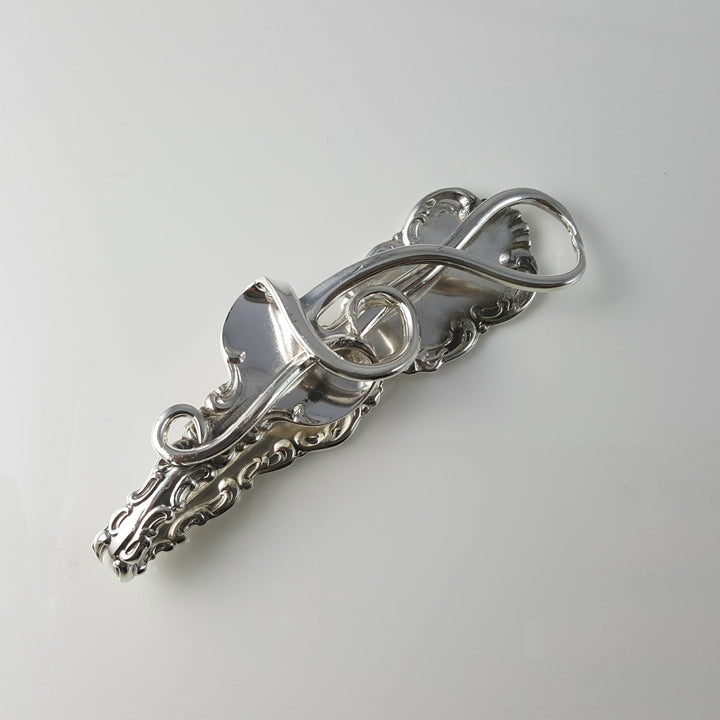 Treble Clef Silver Fork Money Clip / Card Holder