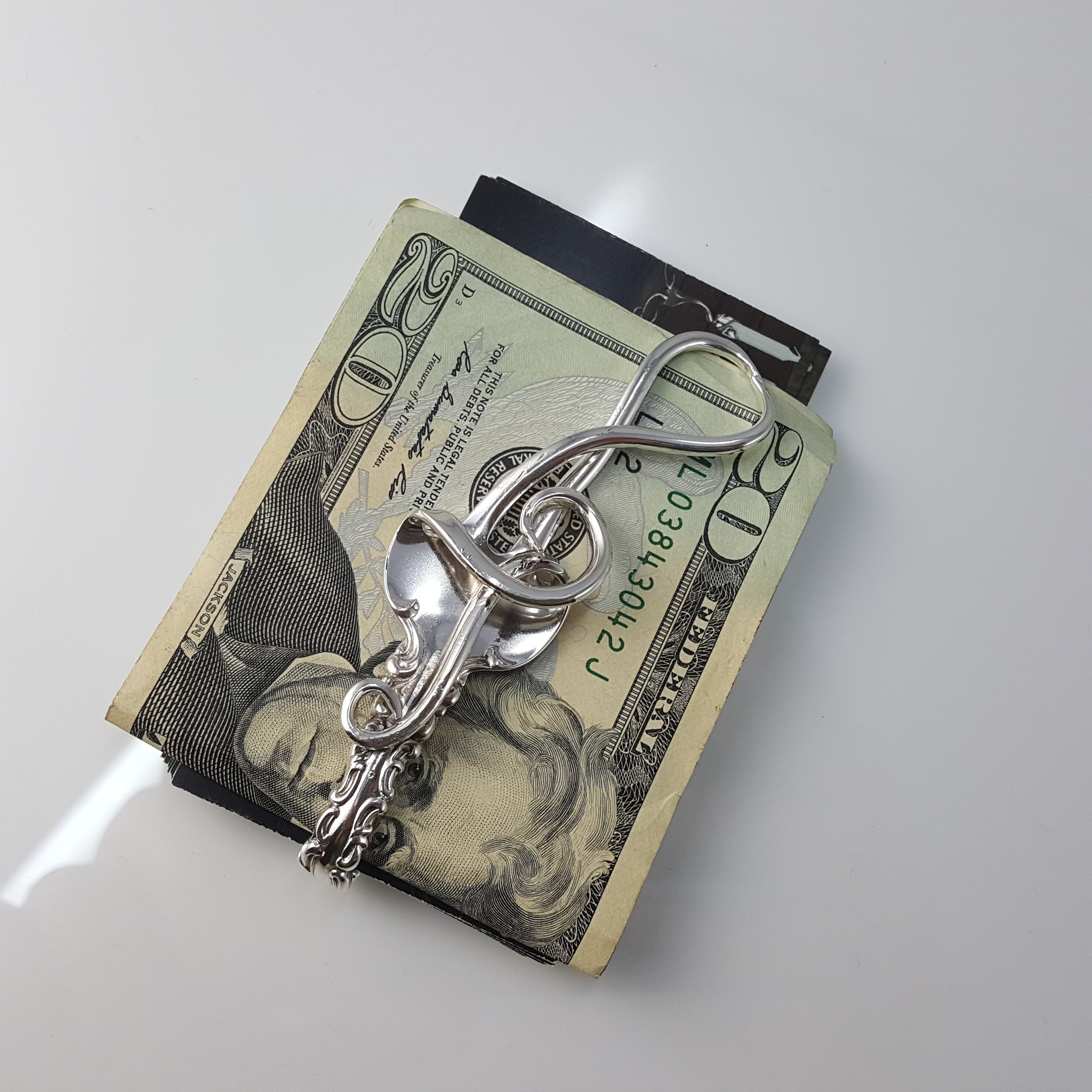 Treble Clef Silver Fork Money Clip / Card Holder – Lost & Forged