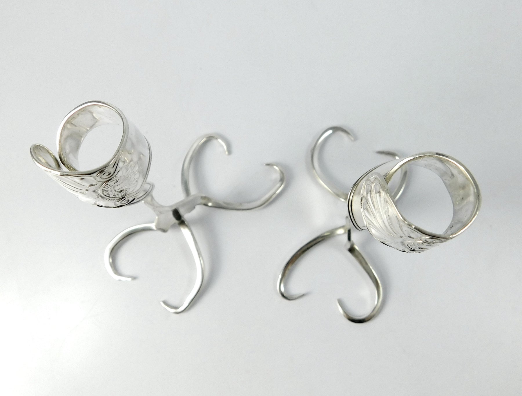 Twisted Fork Silver Candlesticks